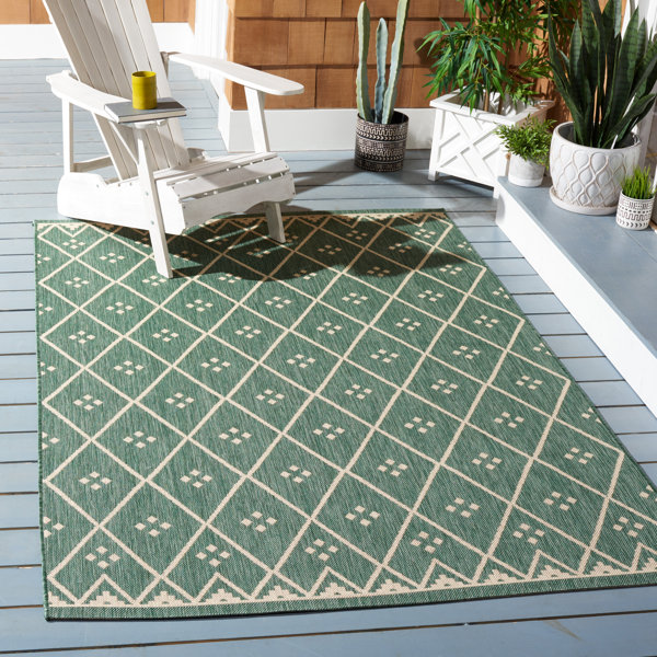 Union Rustic Dark Green/Beige Indoor/Outdoor Rug & Reviews Wayfair